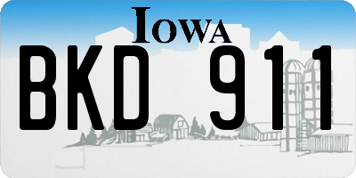 IA license plate BKD911