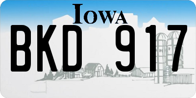 IA license plate BKD917