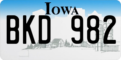 IA license plate BKD982