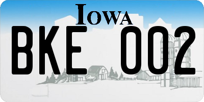 IA license plate BKE002