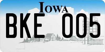 IA license plate BKE005