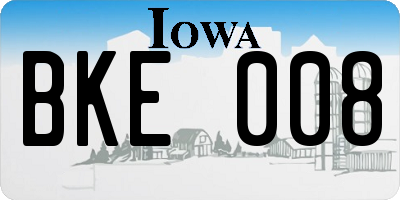 IA license plate BKE008