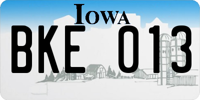 IA license plate BKE013