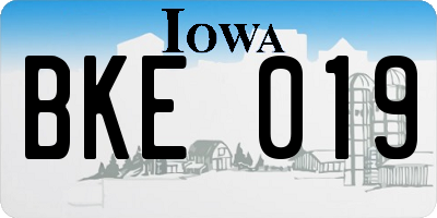 IA license plate BKE019