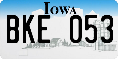 IA license plate BKE053