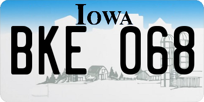 IA license plate BKE068