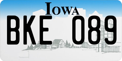 IA license plate BKE089
