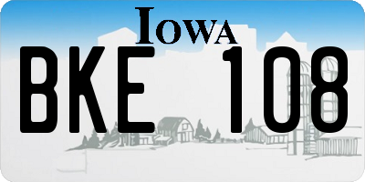 IA license plate BKE108