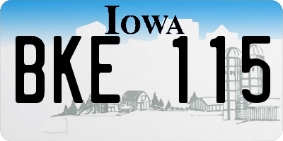 IA license plate BKE115