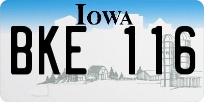 IA license plate BKE116