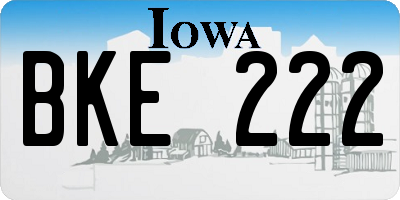 IA license plate BKE222