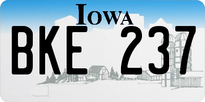 IA license plate BKE237