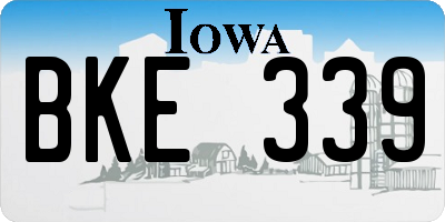 IA license plate BKE339