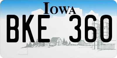 IA license plate BKE360