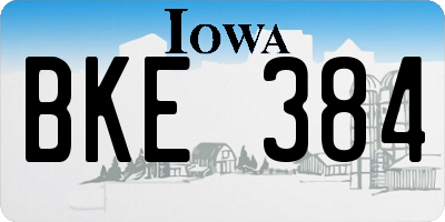 IA license plate BKE384