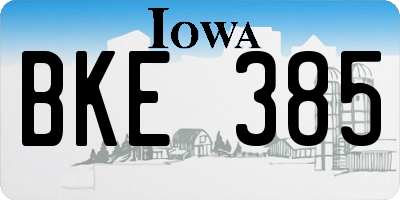 IA license plate BKE385