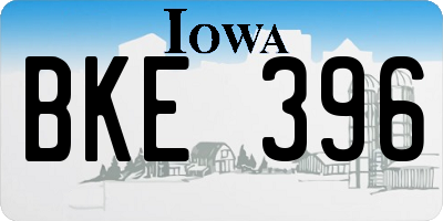 IA license plate BKE396