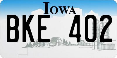 IA license plate BKE402