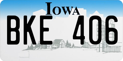 IA license plate BKE406