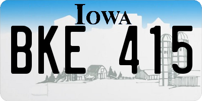 IA license plate BKE415