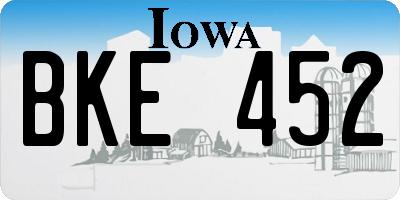 IA license plate BKE452