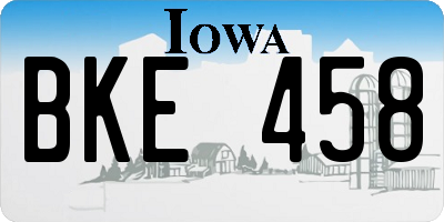 IA license plate BKE458