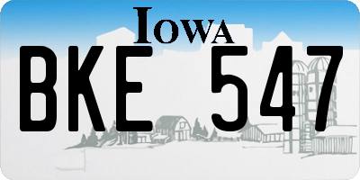 IA license plate BKE547
