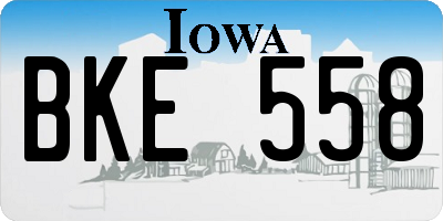 IA license plate BKE558