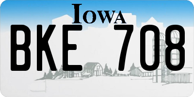 IA license plate BKE708