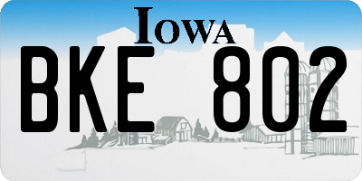 IA license plate BKE802