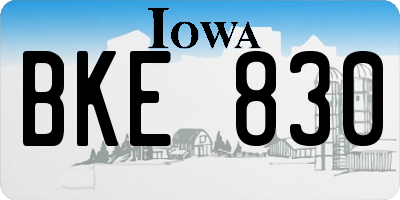 IA license plate BKE830
