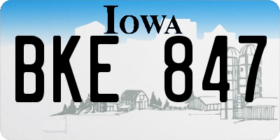 IA license plate BKE847