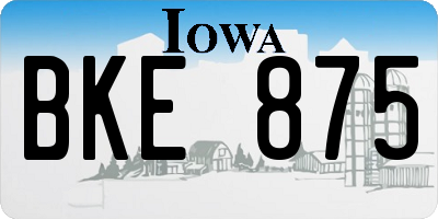 IA license plate BKE875