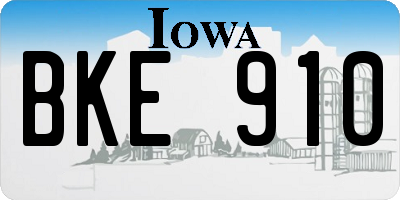 IA license plate BKE910