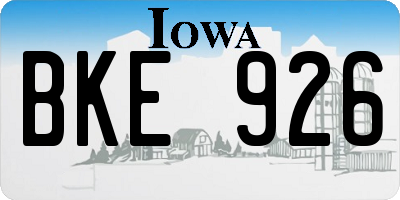 IA license plate BKE926