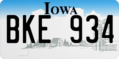 IA license plate BKE934