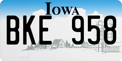 IA license plate BKE958