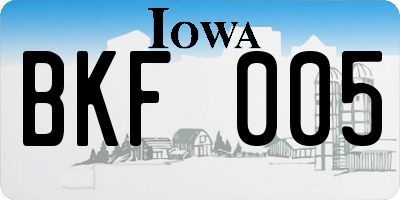 IA license plate BKF005