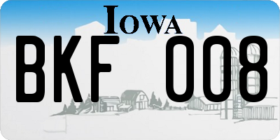 IA license plate BKF008