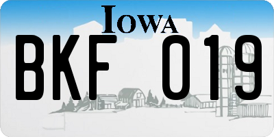 IA license plate BKF019