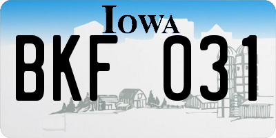 IA license plate BKF031
