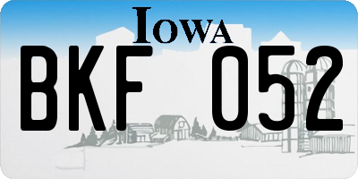 IA license plate BKF052