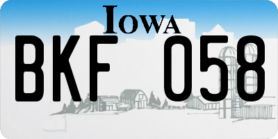IA license plate BKF058