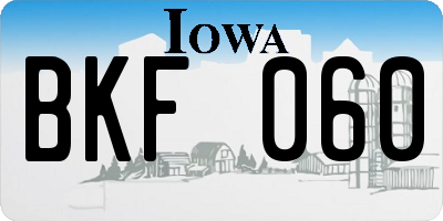 IA license plate BKF060