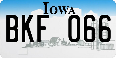 IA license plate BKF066