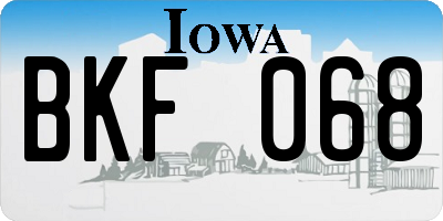 IA license plate BKF068