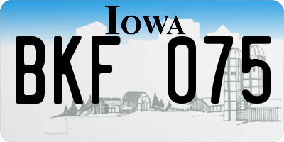 IA license plate BKF075