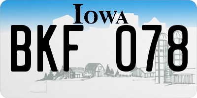 IA license plate BKF078