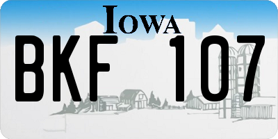IA license plate BKF107