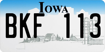 IA license plate BKF113